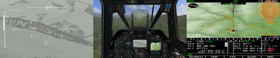 3x 16:10, 'Shkval screen + Camera screen + ABRIS', cockpit view Uploaded by: Rose